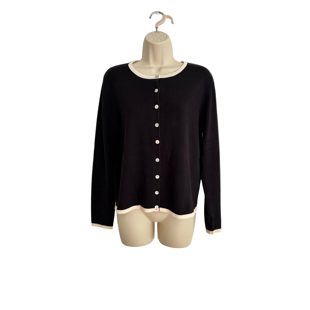 Classic Black n White Vintage Cardigan Cotton Blend Sz Med